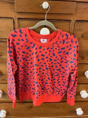 Sundry Eyes C sz 2 (medium) Coral shirt with Blue Spot Print